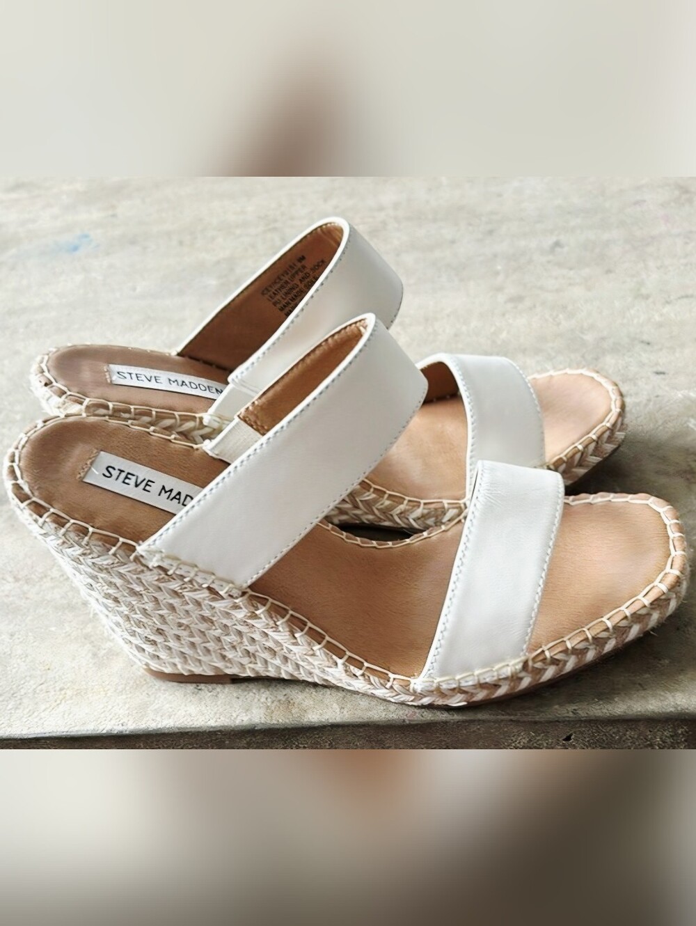 White Strap Open Heel Espadrille Wedges